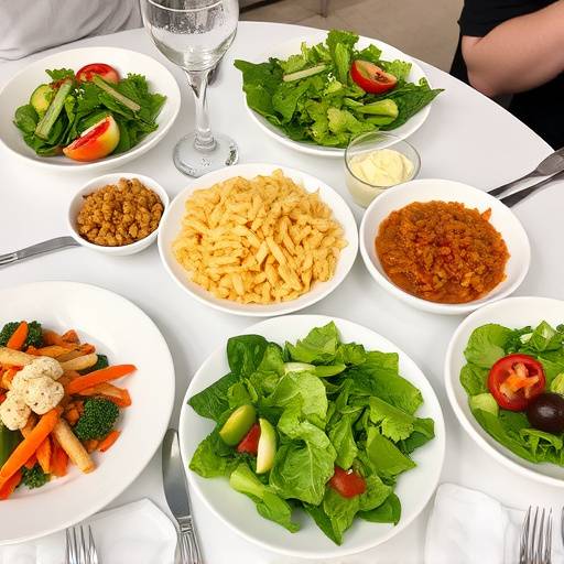 A table laden with sides, including colorful salads, roasted vegetables, and pap (maize porridge).