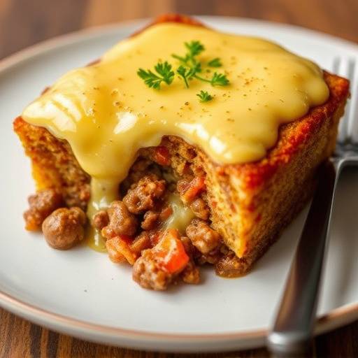 Bobotie, a traditional South African dish with spiced mince meat baked with a custard topping
