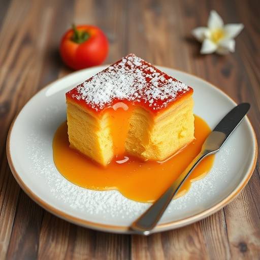 Malva Pudding, a sweet spongy baked dessert with apricot jam