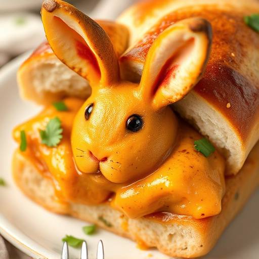Picture of a steaming plate of quick bunny chow, filled with flavorful curry and served in a bread loaf