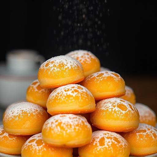 Pile of golden brown Koeksisters, a traditional South African sweet treat.